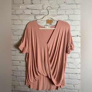 Champagne pink cross knit top!